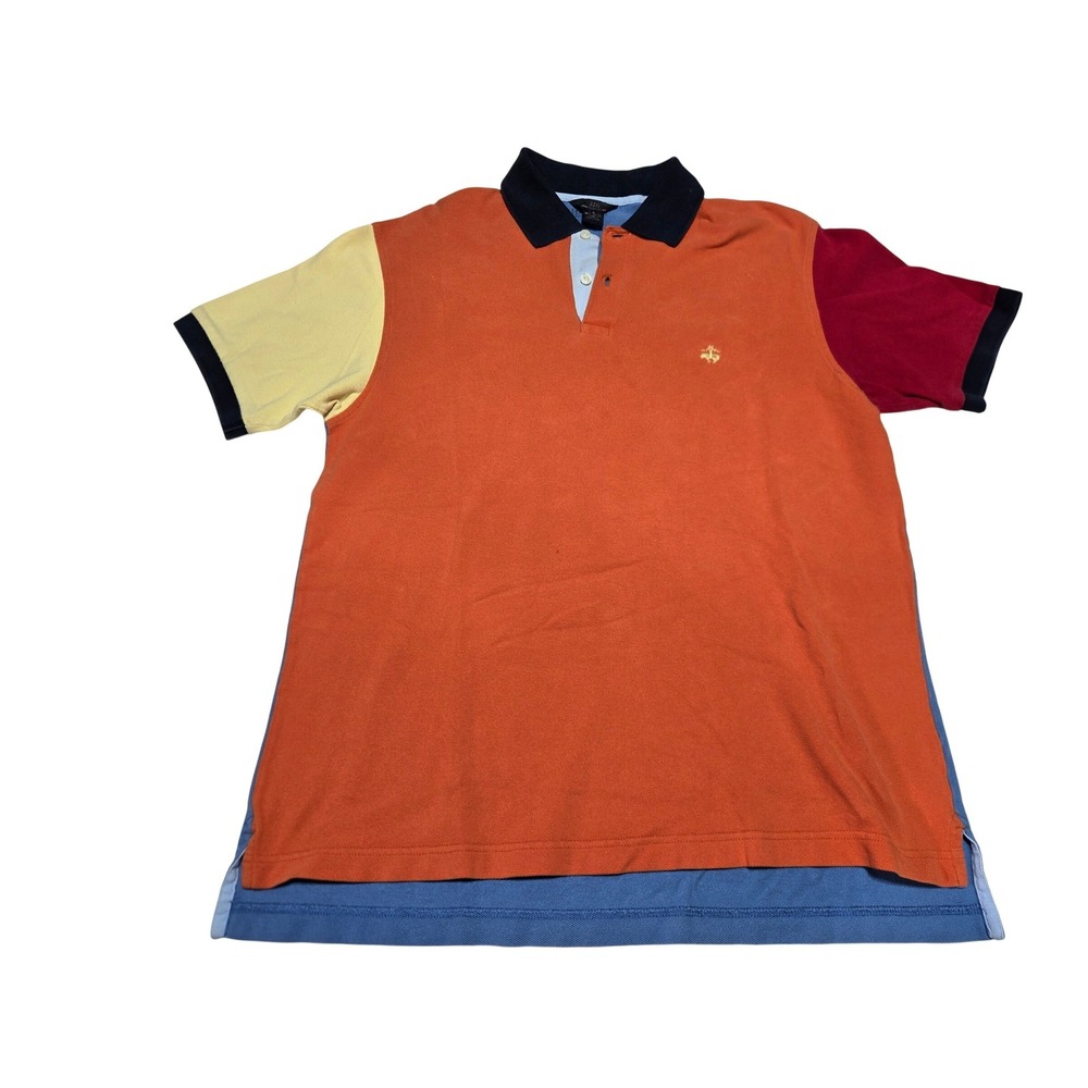 Brooks Brothers 346 Colorblock Polo Shirt Men's M Orange‎ Yellow Red Blue